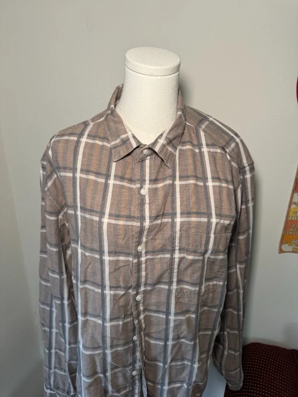 Banana Republic Luxe Flannel Camden Fit Brown Long Sleeve Button Down Shirt